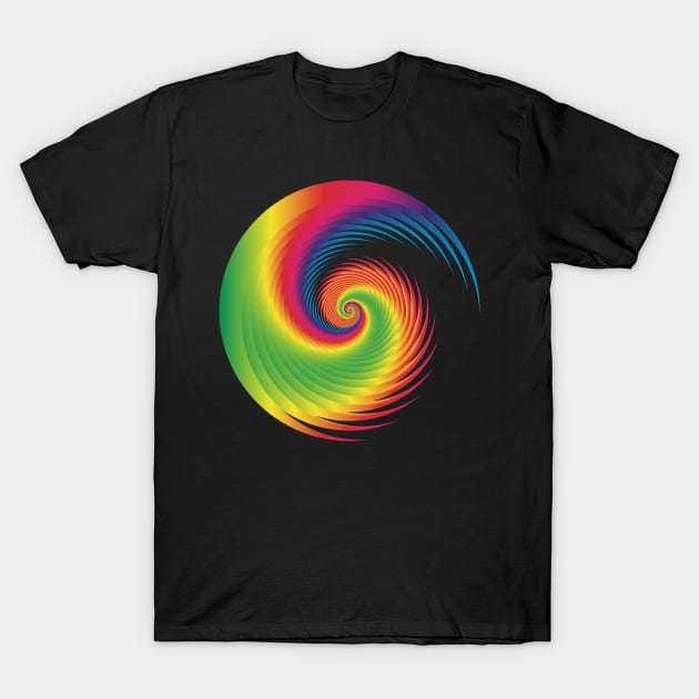 multicolored spiral in black T-Shirt by desingmari